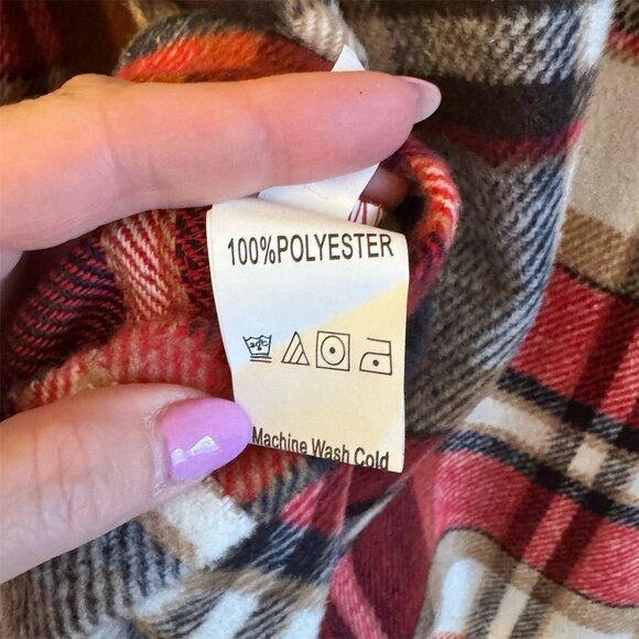 Shein Women's Plaid Button-Up Jacket Red Long Sleeve Size L - Picture 7 of 7